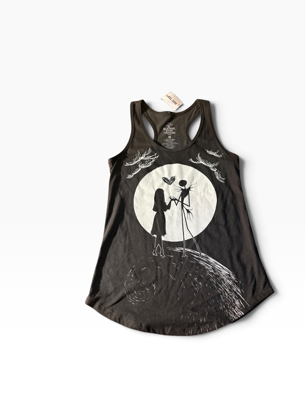 Hot Topic Black Racerback Muscle Tee with White Silhouette Graphic